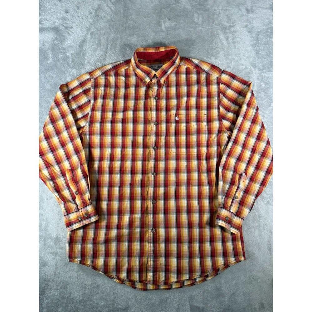 Carhartt Shirt Mens Large Plaid Long Sleeve Essential Button Up Work Relaxed